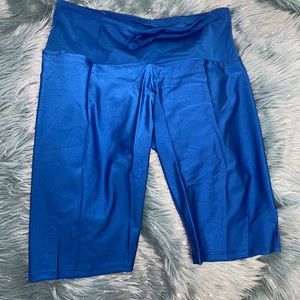 Goldsheep bright blue shine biker shorts
